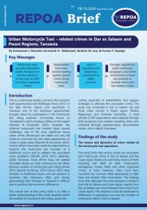Urban Motorcycle Taxi -related crimes in Dar es Salaam and Pwani Regions, Tanzania